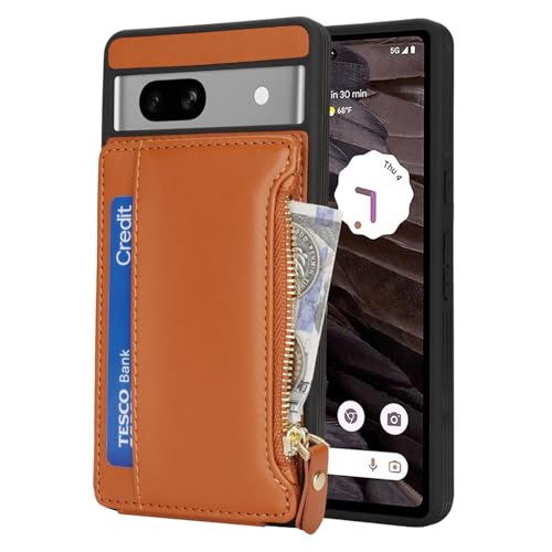 Image of Cavor for Google Pixel 7a Case Wallet with Card Holder, Brown