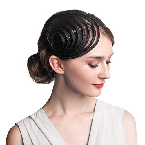 Black Silver Fascinator Hats For Women Tea Party Cocktail Derby Church Headwear #TOP2