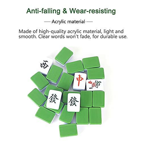 Drizzle 旅行麻将 Travel Mini Mahjong Set Traditional Chinese Version Game - Portable 146 Tiles Acrylic Material Mah-Jong - Travel Family Leisure Time - 0.8 In With Racks #TOP3