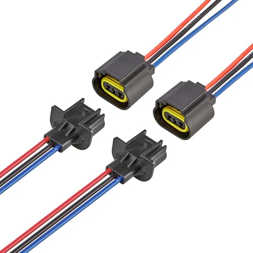 RED WOLF 9008 H13 Socket 3 PIN Male & Female Wiring Socket H13LL Headlight Adapter Universal Fit for Ford Chevy Jeep Dodge Nissan Head Bulb Fog Light Wire Harness Headlamp Pigtail Connector 4 PCS by RED WOLF - Used condition - US$15.11