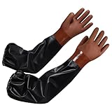 Nobgum 24' Long Rubber Chemical Gloves, Heavy Duty Long Waterproof Gloves with Cotton Lining, Full Arm Pond Glove for Dishwashing Cleaning Gardening Resist Strong Acid, Alkali, Oil, XLL