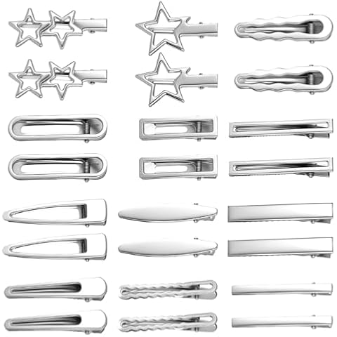 SynHHergyx 24PCS Silver Y2K Hair Clips Set Cover