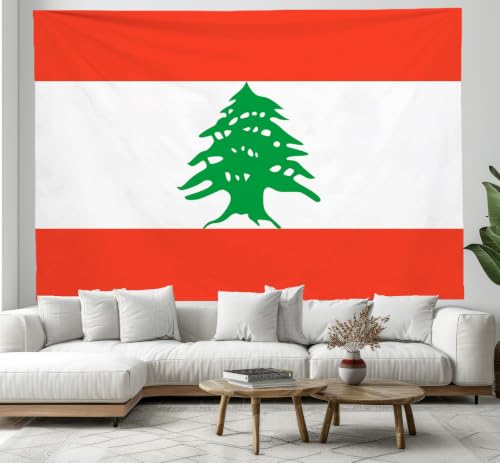 Tenture murale drapeau Liban tapisserie polyester lavable 70x90 pouces décoration souvenir