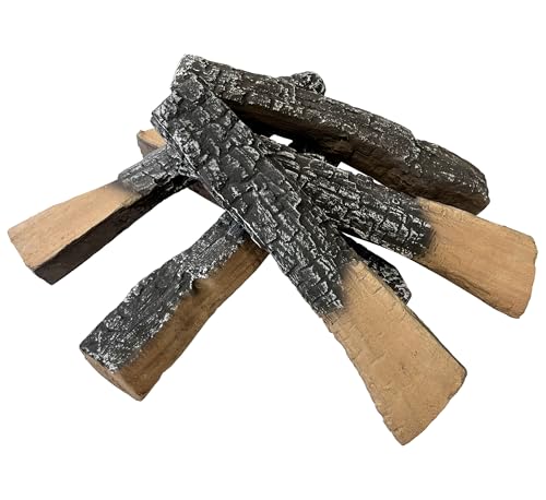 MrGas Log Gas Fireplace Logs, 6 Pack Ceramic Fireplace