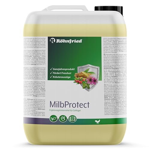 Röhnfried MilbProtect 5 L I Vor- & Nach Milbenbefal I Ergänzungsfuttermittel für Geflügel I fördert Fresslust I Kräuter I Ganzjahresprodukt