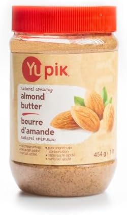 Yupik Natural Almond Butter, 454 g, Kosher, Gluten-Free, GMO-Free, Creamy Nut Butter, Only Almonds, No Added Sugar, No Additives, Smooth Spread, Source of Fiber, Ideal for Snacks & Recipes