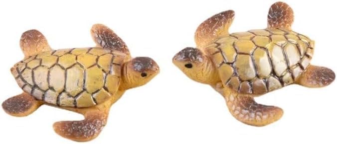 2 figuras de tortuga marina en miniatura para jardín de hadas, pecera, decoración de macetas suculentas, decoración de peceras