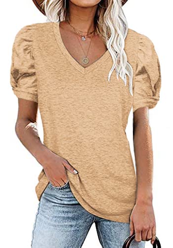 T-shirt d'été pour femmes kaki en taille M Saodimallsu stretch