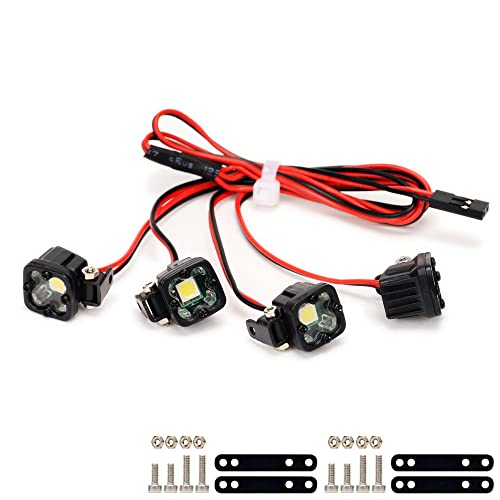 XBERSTAR RC Headlights LED Lights for RC AXIAL SCX10 D90 TRX4 (1-4 Square Lights)