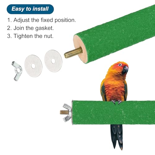 Image of PATIKIL 1.1x13.9 Inch Bird Cage Perch, Parrot Stand Paw Grinding Stick Bird for Parakeet Cockatiel Cage Accessory, Green