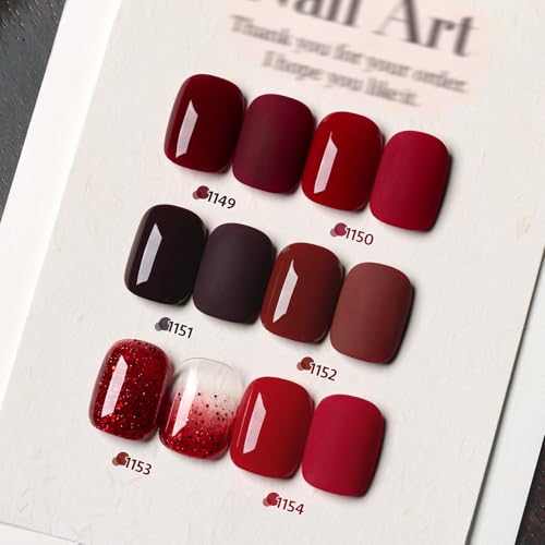 Image of GAOY Burgundy Red Gel Nail Polish Set 6 Colors Including Dark Cherry Wine Red Gel Polish Kit U V LED Soak Off Home DIY Manicure Nail Salon Varnish