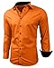 Produktbild Baxboy Herren-Hemd Slim-Fit Bügelleicht Für Anzug, Business, Hochzeit, Freizeit - Langarm Hemden für Männer Langarmhemd R-44, Farbe:Orange, Größe:L