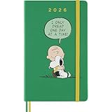 モレスキン 手帳 2026年 1月始まり 12ヵ月 ピーナッツ デイリーダイアリー チャーリー＆スヌーピー ラージサイズ (横13cm×縦21cm) エメラルドグリーン DHPE12DC3Y26