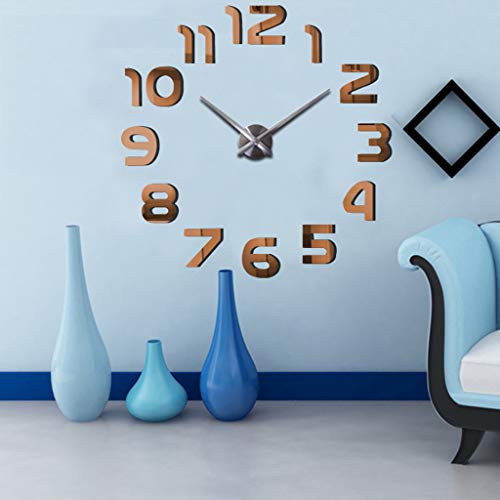 Reloj de Pared 3D con Números Grandes y Espejo Marrom 80-120cm miniatura 2