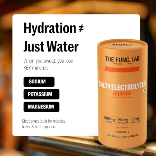 Image of The Func. Lab Daily Electrolytes -Salty Orange | 15 Sachets | Instant Hydration Powder with Sodium, Potassium, Magnesium | Sugar-Free, No Preservatives | Instant Energy, Performance & Recovery Drink