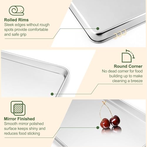 Image of Crega Baking Oven Tray with Wire Rack, Stainless Steel Baking Oven Sheet Tray, Bacon Pan and Cooling Rack for Cooking Roasting Cookie, Dishwasher Safe & Easy to Clean