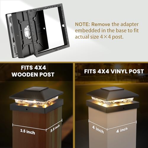 image for JOFIOS Solar Post Cap Lights Outdoor 8pack, Black Waterproof Solar Pow