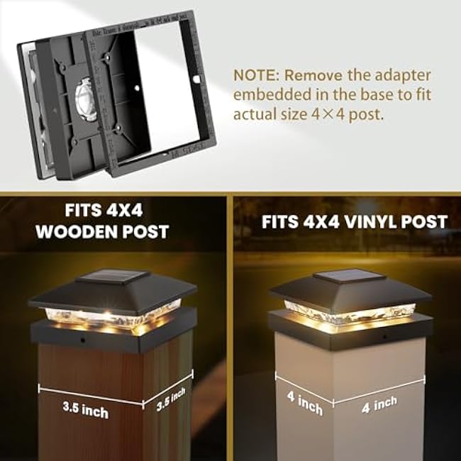 Solar Post Cap Lights Deck Fence Lights 16-Pack Black Bright Warm White 4x4