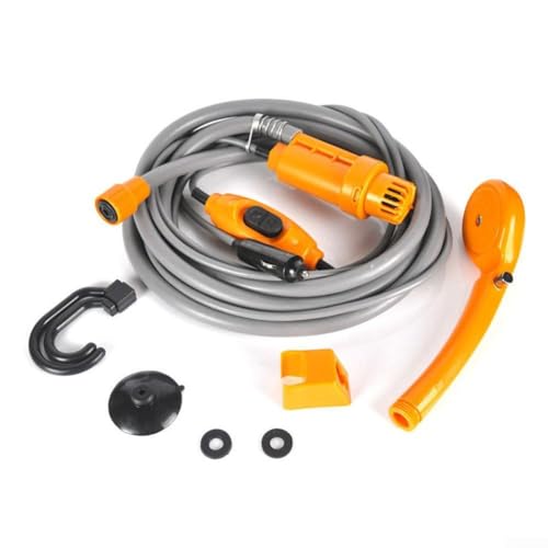 Bomba de ducha para exteriores con cable de 5 m para acampar con manguera de 2 m y fácil instalación (amarillo)