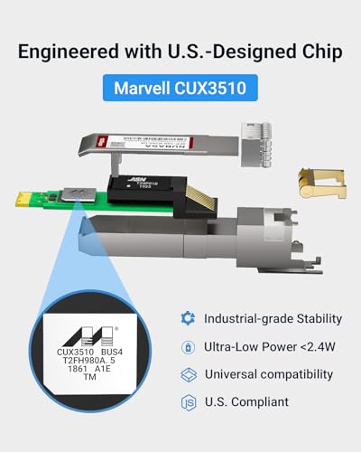 Image of SFP+ to RJ45 Adapter | 80 Meters SFP Transceiver 10Gb | Low-Power SFP+ to RJ45 Copper Module | Plug-Play, Up to 262ft | for Ubiquiti /Cisco /Netgear /TP-Link Compatible