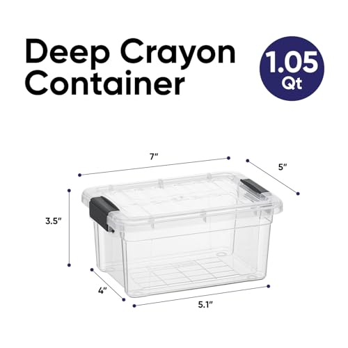 Image of Superio 1.05 Quart Mini Clear Plastic Storage Container with Lid, Stackable Small Organizer Box for Crayons, Art Supplies, Beads, Sewing, Stationery & Food Storage, 8 Pack