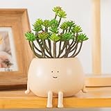 COTYNI Face Plant Pots, Succulent Pots, 4.7 Inch Head Planters for Indoor, Cute Resin Flower Pot with Drainage Hole, Unique Cactus Planter, Small Planter Pot for Mini Plants (1 Pack)