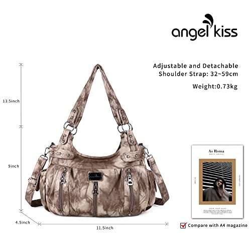 Image of Angel Kiss Large Purses and Handbags for Women Washed Faux Leather Crossbody Hobo Satchel Shoulder Handbag Tote Purse