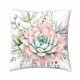 oFloral Flower Decorative Throw Pillow Cover Plant Leaves Pillow Case Square Cushion Cover 18