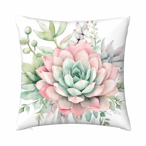 oFloral Flower Decorative Throw Pillow Cover Plant Leaves Pillow Case Square Cushion Cover 18