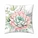 oFloral Flower Decorative Throw Pillow Cover Plant Leaves Pillow Case Square Cushion Cover 18"X18" Pink Green