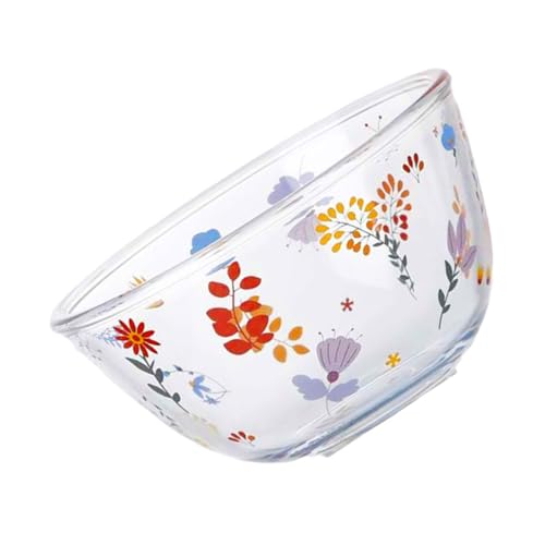 Holibanna 1Pieza Tazón Para Hornear De Vidrio Transparente Resistente Calor Para Microondas Para Guisos Con Estampado Floral