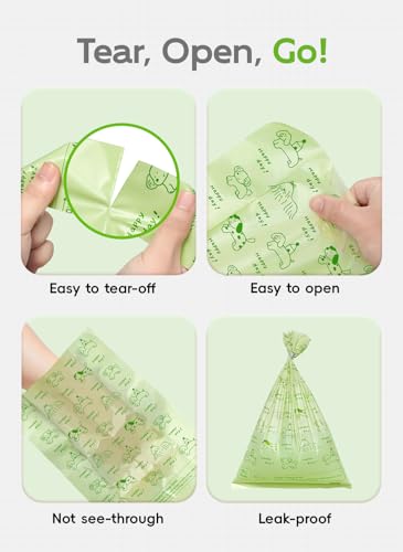 Image of Dog Poop Bags, 320 Count, Unscented, Green | Fragrance-Free Formula, Extra Thick, 60% Recycled Plastic, 16 Bags Per Roll, Dual Green Designs, Easy-Peel Sticker