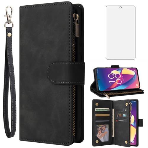 Asuwish TCL 50 XL 5G �E�H���b�g�P�[�X �����K���X �X�N���[���v���e�N�^�[ ���U�[�t���b�v�J�o�[ �J�[�h�z���_�[ �X�^���h �g�ѓd�b�A�N�Z�T���[ �ی�P�[�X TCL50XL 50XL T702W ���f�B�[�X �����Y �u���b�N