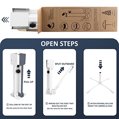Woowill Patio Umbrella Stand Fit 6 7 8 Feet Sunshade 1.0"-1.42" Inch Pole For 6 Ft Parasol Portable Storage Beach Umbrella Stand Umbrella Base Holder,White #TOP3