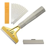 Ehdis Fensterschaber mit 10 Klinge, Fenster Schaber, Fensterschaber Profi zum Entfernen von Kleber, Klebereste, Farbe, Abziehbilder, 4 Zoll, Gold