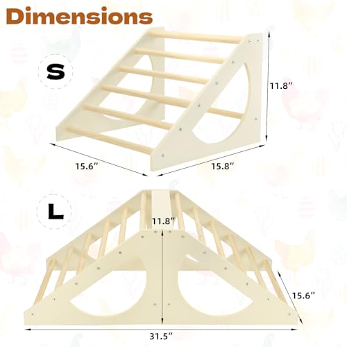 Image of Chicken Roosting Bar Solid Wood Roosting Ladder Poultry Perch Stand Jungle Gym for Backyards Chicken Coops Farms Chicken Toy for Chicks Hens Roosters Large Birds Parrots Macaws S