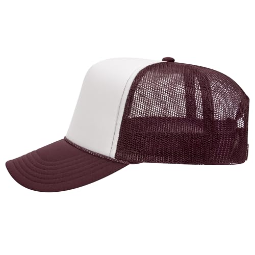 Image of OTTO Polyester Foam Front 5 Panel High Crown Mesh Back Trucker Hats in 97, Bulk, Wholesale