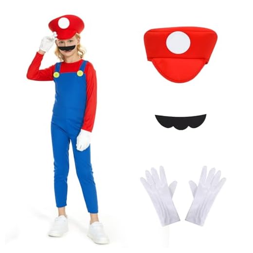 JONRRYIN Disfraz de Super, Cosplay Disfraz de Super Niño, Super Disfraz para Unisex Hombres Mujeres Adultos Niño Adolescentes, Incluye Sombrero + Pantalón + Barba para Carnaval, Cosplay (Niño, L)