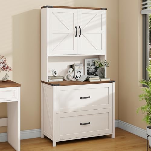 Vabches 2 Drawer Vertical File Cabinet with Bookshelf