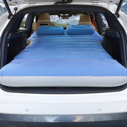 INFLATEFLY Inflatable Car Air Mattress with Built-in Pump, Adjustable Car Camping Bed Sleeping Pad for Back Seat, Portable Travel with Two Air Pillows