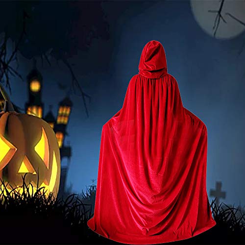 Qbsm Adult Red Cloak With Hooded Robe Halloween Witch Cosplay Little Costume For Women And Men #TOP2