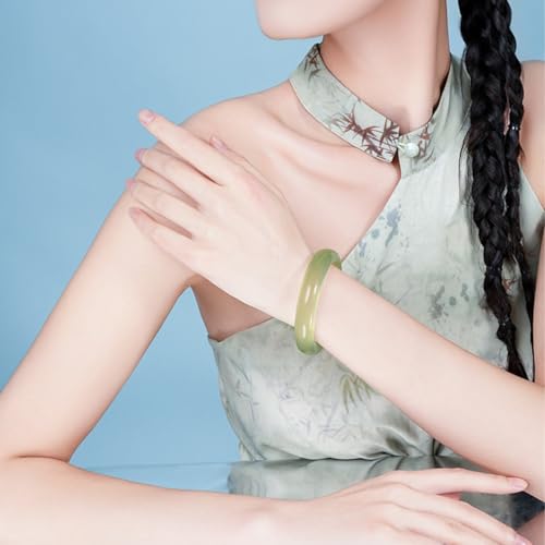 Gemstone Bracelet for Women, Lake Green Jadeite Bangle, Elegant Round Bead Design, Perfect for a Woman's Birthday Gift3