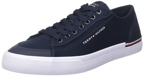 Tommy Hilfiger Zapatillas para Hombre Sneaker con Suela Vulcanizada, Azul (Desert Sky), 43