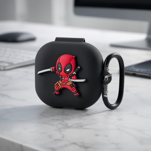 Image of kapture case Compatible with Samsung Galaxy Buds Core /Samsung Galaxy Buds Core case Cover with Hook,Cover with Silicone 360 Protection (BL-Pnther) (Dead-Pl)