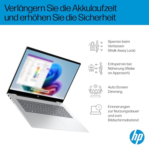 HP OmniBook 7 Next Gen AI PC, Copilot+ PC, 17.3 Zoll FHD Touch Display, Intel Core Ultra 7 256V (47 Tops), 16GB LPDDR5x RAM, 1TB PCIe Gen4 SSD, Intel Arc 140 V GPU, QWERTZ, Windows 11, Silber