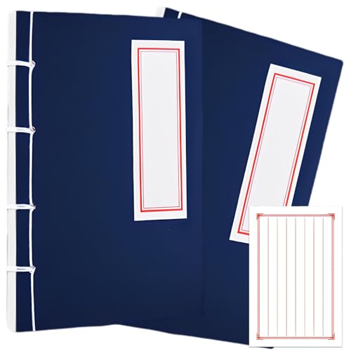 fogman ノート 写経 和綴じ 縦書き 俳句 日記 おしゃれ A5 アンティーク 2冊セット (ブルー)