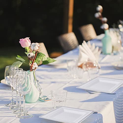 Vplus 90 Piece Silver Plastic Plates, 9.5 Inch Disposable Square White Plate With Silver Rim Heavy Duty Plastic Party Plates, Elegant Durable Dinner Plates Ideal For Weddings& Parties #TOP6