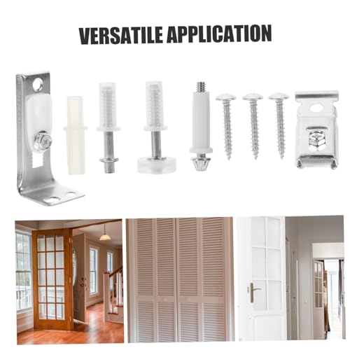 Kit de Herrajes para Puertas Plegables con Guía de Riel de Puerta Corredera | Aleación de Aluminio, Acabado Plateado, Operación Suave, para Oficinas y Centros Comerciales, Set de 9 Piezas miniatura 5