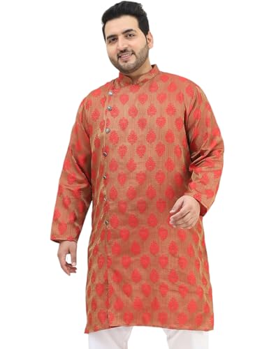 Image of SOJANYA Plus(Since 1958) Men's Pure Cotton Kurta with White Embroidery