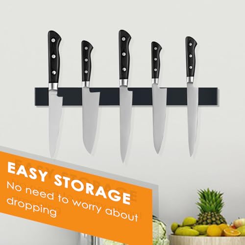 Fousenuk 40cm Porta Coltelli Cucina, Inox Barra Magnetica per Coltelli Magnetico Cucina Nero, Chef Portacoltelli, Striscia Magnetica Adesiva, Striscia Magnetico che può Essere Installato Senza Forare - immagine 5